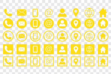 Poster - Contact information icon set in line style. Business card, Home, Phone, Location, Address, Website, mail, fax, user simple black style symbol sign for apps and website, vector illustration.