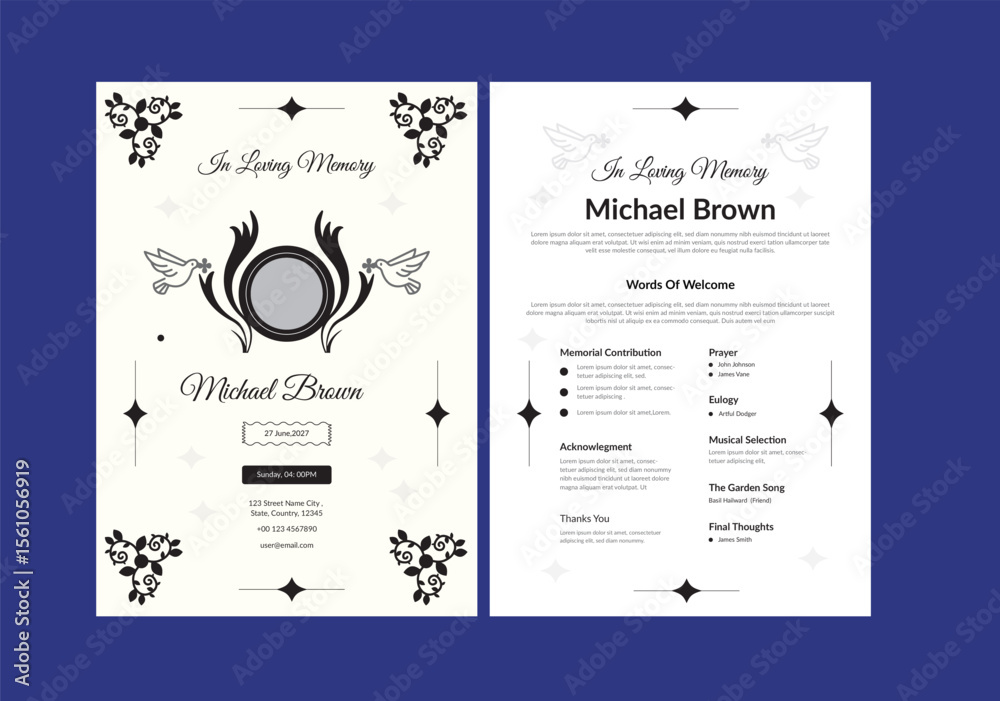 Funeral Program Stock Vector | Adobe Stock