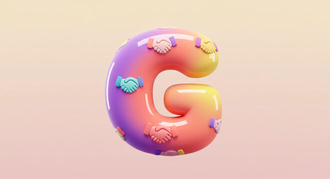 Colorful 3D Candy Letter G Sweet Alphabet Design