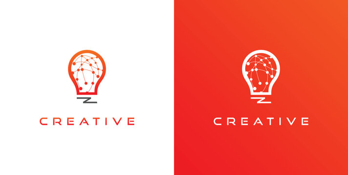 Modern Technology Light Bulb Logo Design Concept, Initial Z Logo Template