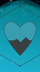 Poster - Animation of heart and heartbeat icons on black and blue background