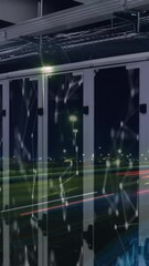 Poster - Network of connections over server room against night city traffic
