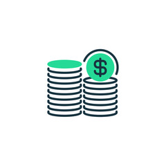 Poster - Coin Stack Two Tone Color Icon. linear style sign for mobile concept and web design. Outline vector icon.