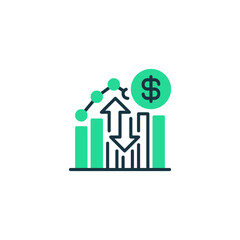 Aufkleber - Exchange Graph Two Tone Color Icon. linear style sign for mobile concept and web design. Outline vector icon.