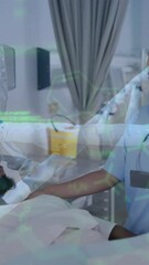 Poster - Animation of dna strand over female doctor and male patient in hospital