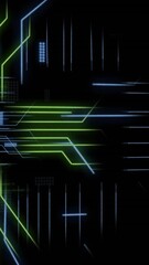 Poster - Animation of circuit board with data processing over diverse people using computers