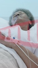 Poster - Animation of dna strand over african american female patient in hospital