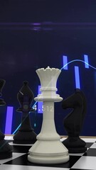 Poster - Animation of chess pieces over graph and data processing on dark background