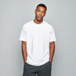 © Designer's Stockroom - A beautiful male model wearing a white t-shirt. A product shot for fashion and apparel. best use for mockup.