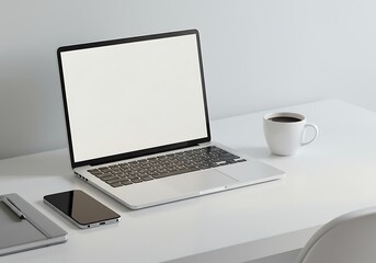 clean minimalist laptop mockup blank screen for website or app presentation