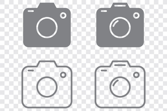 Camera icon set. photo camera in flat style symbol. photography camera line art signs, vector illustration