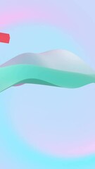 Poster - Animation of abstract shapes moving over waving multi coloured background