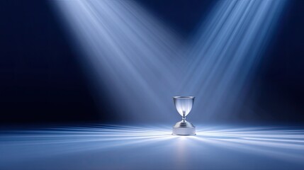 Poster - Trophy in spotlight on minimal pedestal, symbolic center focus representing accomplished business vision