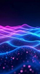 Poster - Abstract vibrant digital waves of glowing particles