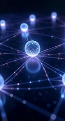 Aufkleber - Abstract Network of Glowing Blue Spheres Connected by Lines in Dark Space