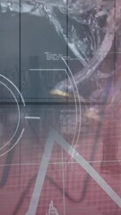 Poster - Animation of financial data processing over walking crowd