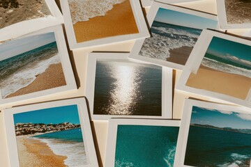Poster - Collection of Various Beach and Ocean Photographs Showing Sand Waves Surf and Coastal Landscape Scenes for Travel and Nature Inspiration