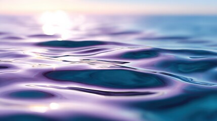 Poster - Vibrant ocean water surface with gentle ripples and reflections under soft sunlight in a serene aquatic environment