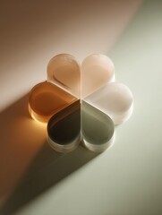 Poster - Colorful capsules shaped like petals arranged in a circular pattern creating a vibrant gradient display with soft lighting and subtle shadows