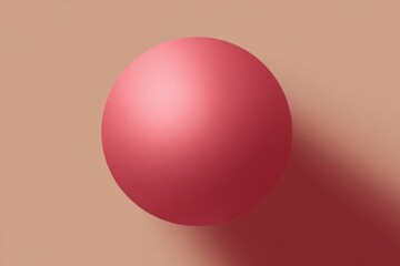 Aufkleber - Minimalist Concept of a Pink Sphere with Shadow on a Soft Peach Background in Modern Abstract Style