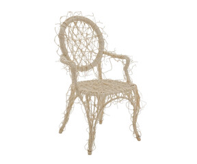 Poster - Intricately Woven Chair, A Lucid Realism Depiction of Delicate Craftsmanship and Ornate Design in Interior Decor