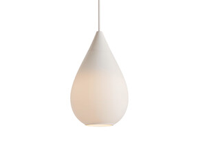 Poster - Minimalist teardrop pendant light showcasing modern interior illumination with a soft glow in a streamlined form