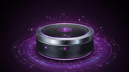 Leinwandbilder - Futuristic, round device with glowing interface.