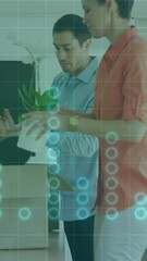 Aufkleber - Animation of financial data processing over diverse business people in office