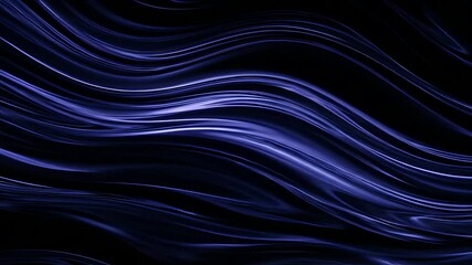 Leinwandbilder - Abstract blue waves flowing with a smooth, glossy texture creating an elegant dark backdrop with depth and movement for designs.