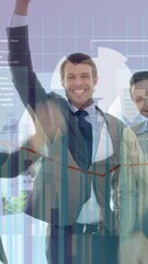 Poster - Animation of data processing over diverse business people