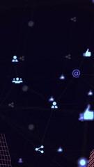 Poster - Animation of network of connections and icons cityscape