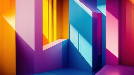 Aufkleber - Abstract geometric shapes in vibrant colors and textures indoors