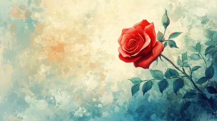 Poster - Blooming rose on artistic painted background during daytime