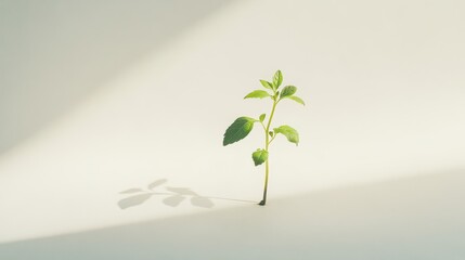 Poster - Single plant growing indoors on plain white background