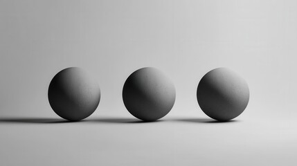 Poster - Three gray spheres in minimalist studio setting during daytime