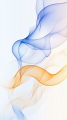 Poster - Abstract blue and orange flowing lines on white background