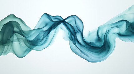 Poster - Flowing teal fabric draping gracefully on white background