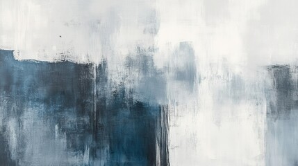 Aufkleber - Abstract painting in shades of blue and white in studio