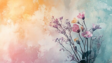 Aufkleber - Pastel dried flowers creating serene indoor art display