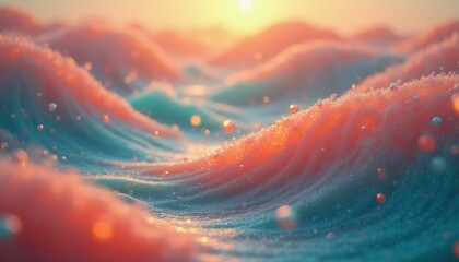 Poster - Calm ocean waves at sunrise with textured water surface