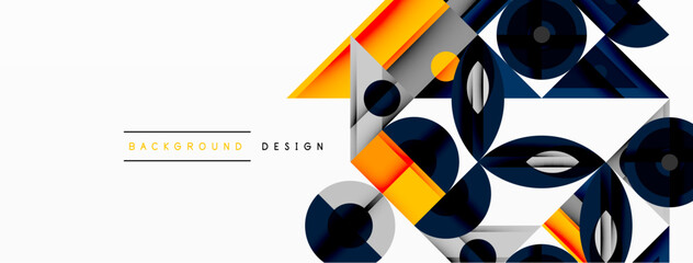 Aufkleber - Abstract geometric pattern. Orange, gray, navy shapes overlap creating modern design. Minimalist style suitable for backgrounds.