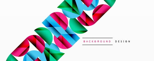 Aufkleber - Abstract geometric shapes overlap, creating vibrant colorful design. White background provides clean contrast. Modern aesthetic.