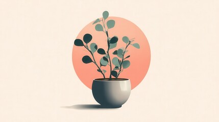 Poster - A potted plant in a muted color scheme.