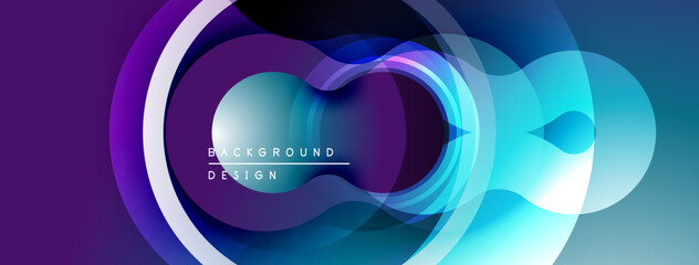 Aufkleber - Abstract fluid shapes, vibrant colors, modern design. Circular elements create dynamic composition, smooth gradients present.