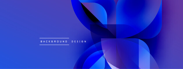 Poster - Abstract blue gradients form fluid shapes. Modern design elements create dynamic visual texture. Background includes text background, design.