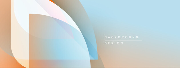 Aufkleber - Abstract geometric shapes overlap, creating soft color gradients. Peach, blue hues dominate design. Minimal text present.