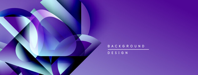 Poster - Abstract purple design features overlapping geometric shapes. Gradient hues create dynamic visual effect. Modern background element.