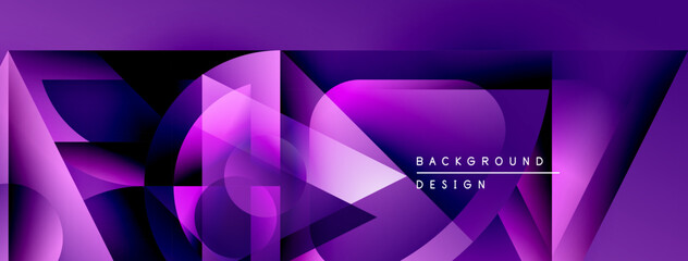 Poster - Abstract purple design. Geometric shapes overlap, creating dynamic visual effect. Modern background suitable for digital projects.