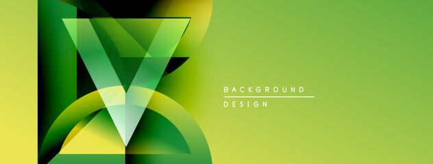 Poster - Abstract geometric design. Green, yellow gradients create dynamic visual impact. Modern background suitable for presentations, branding.