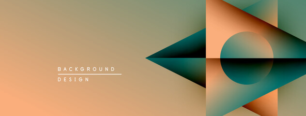 Poster - Abstract geometric design. Warm colors blend with cool tones. Minimalist composition creates modern visual impact. Simple shapes overlap.